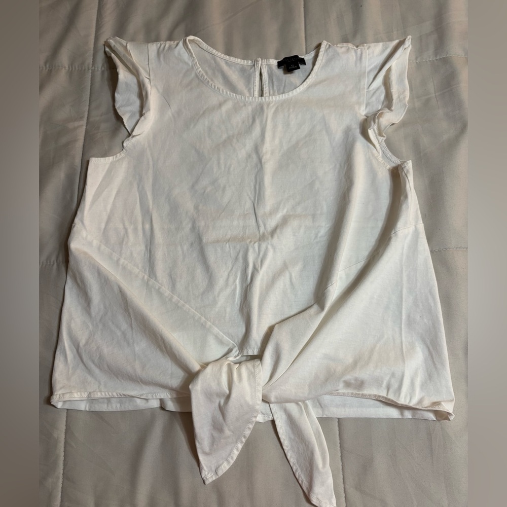 Ann Taylor Size XS White Shirt with Tie at Belly area
